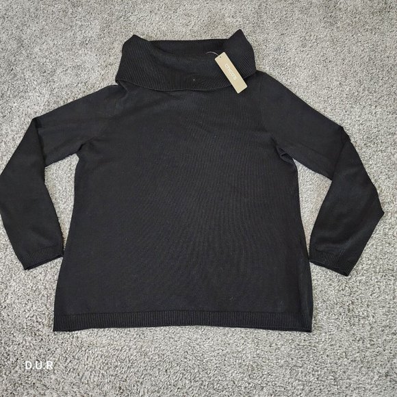 NWT CHICO'S Mandie Black Pullover Off The Shoulder Sweater Top Size 2 Reg $69‎ - Picture 1 of 9